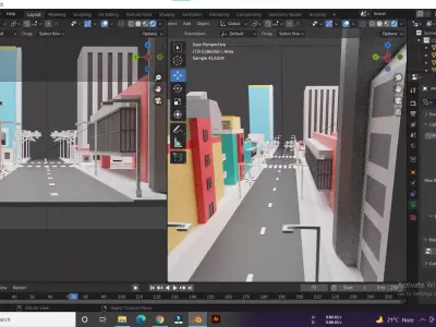 Cartoon city Free low-poly 3D model