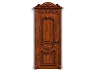 Door0002 wooden door with ornate carvings 3D model