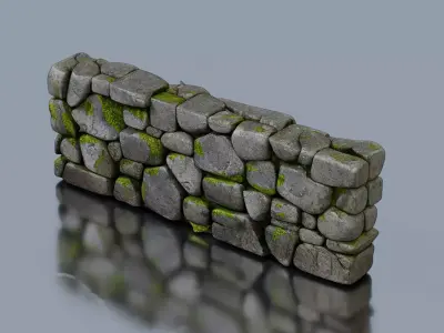 Rugged stone wall 3D model