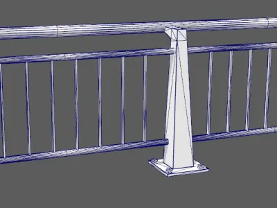 handrail bridge railing  Bridge metal railing Low-poly 3D model