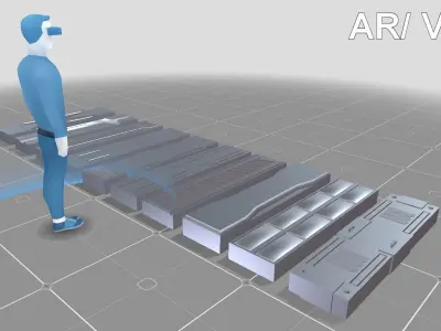 Low-Poly Sci-fi Column Pack Low-poly 3D model