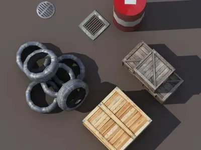 Street Element Low poly 3d Model Low-poly 3D model