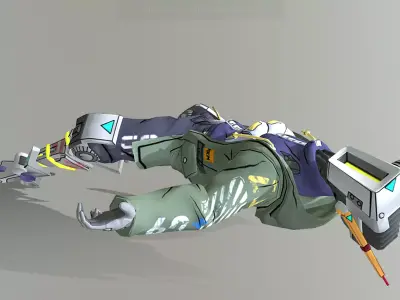 CYBORG Sword Police Warrior Dying 3D model