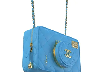 Camera Bag Blue Low-poly 3D model