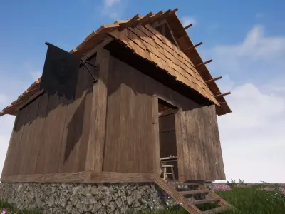 Wooden House Low-poly 3D model
