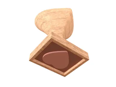 Rubber Heart Stamp v1 003 Low-poly 3D model