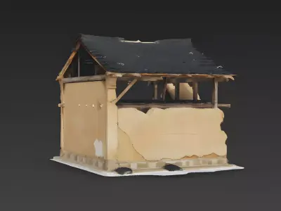 Ruined Chinese Rural Farmhouse 3D Model Low-poly 3D model