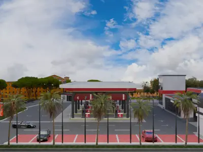 Realistic Fuel station and service area - Full environment 3D model
