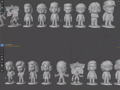 STL printable - Stranger Things 5 Characters - textured GLBs  3D print model