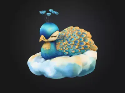 Dreamy Peacock in the Clouds 3D print model