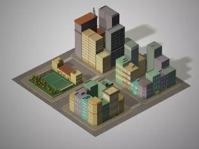 Lowpoly pack of 4 blocks Low-poly 3D model