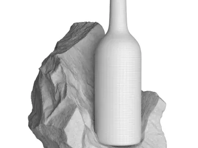 Handcrafted stone wine bottle stand holder  3D model