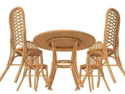 Dining Table with Chairs Set 3D model