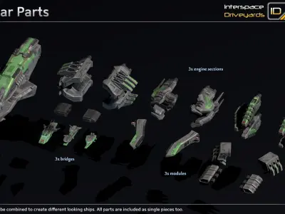 Swordbreaker Class Battleship Low-poly 3D model