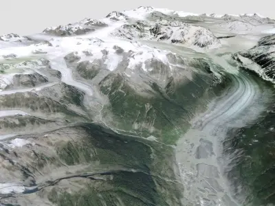 Mountain landscape Klinaklini glaiser 3D model