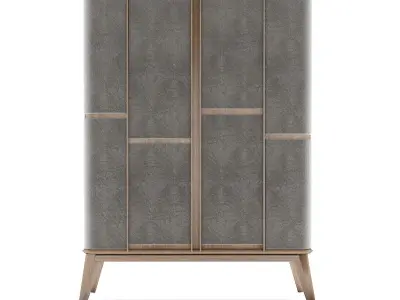Commode modern cabinet with doors and drawers Low-poly 3D model