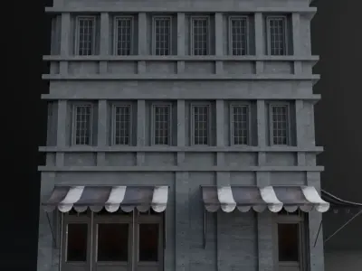OLD RETRO CLASSICAL BUILDING 8 Low-poly 3D model