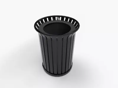 trash can Low-poly 3D model 9