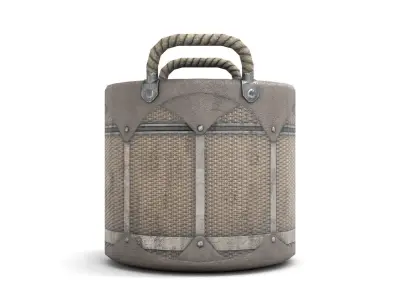 Wicker Grocery Basket Low-poly 3D model