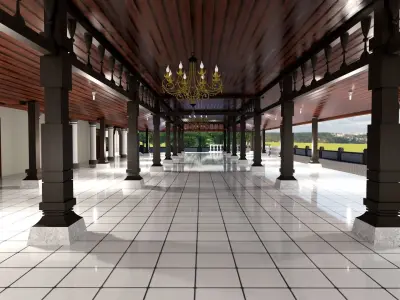 Javanese combine madinah Mosque exterior and interior  3D model