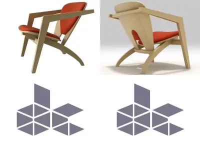 Butterfly chair made of wood and leather 3D model