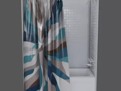 Bathtub with Shower Free low-poly 3D model