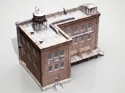 Industrial building 001 Low-poly 3D model