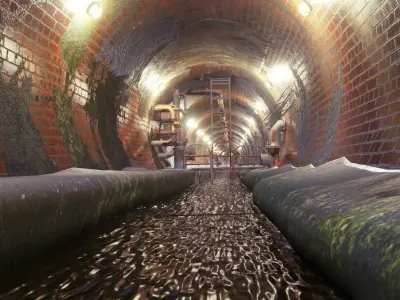 Sewer tunnel Low-poly 3D model
