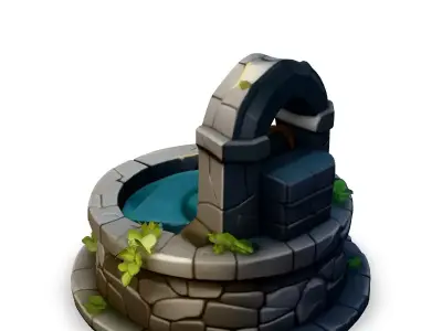 Stylized LowPoly Water Well Low-poly 3D model