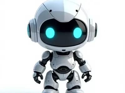Cute Chibi Robot with Glowing Eyes 3D Model Low-poly 3D model