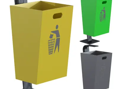 Trash Can Low-poly 3D model