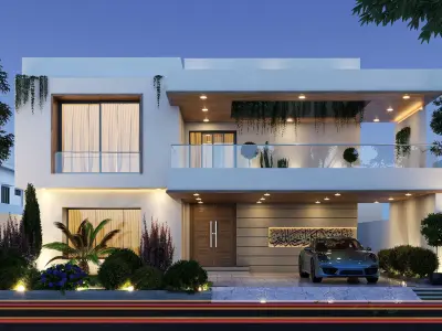 Modern House Elevation Visualization 3D model