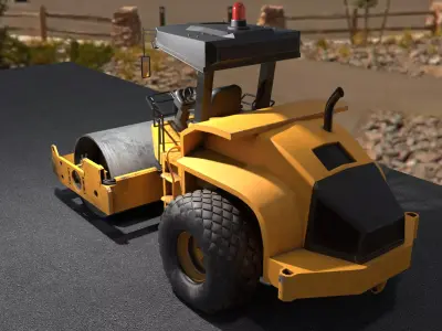 Steamroller Low-poly 3D model