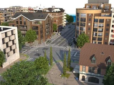 Beach Town Low-poly 3D model