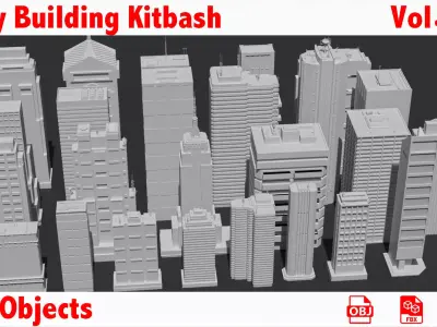 City Building Kitbash Pack 3D model