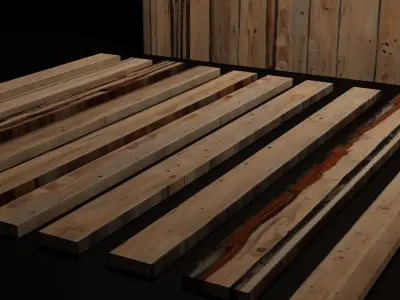PBR wooden planks material set Texture