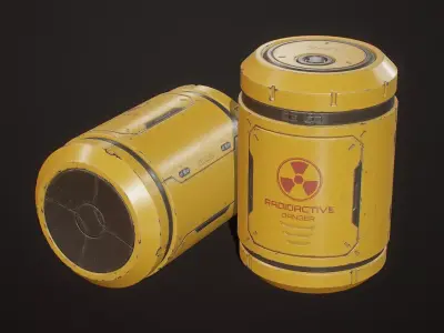 Sci-Fi Radioactive Barrel 6 Color Options LODs - PBR Game Ready Low-poly 3D model