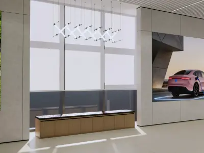 Futuristic EV Platform Chassis 3D Model   Modern Car Showroom  3D model