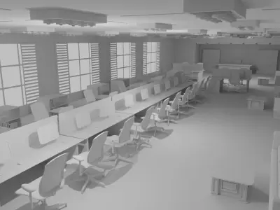 Office Interior No Material 3D model