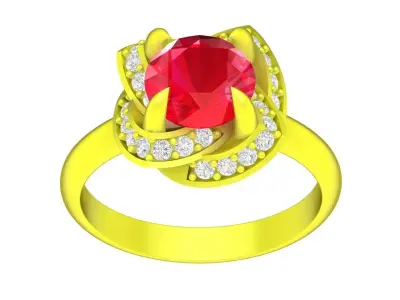 Cushion Cut Halo Gemstone Ring 3D Model 4797 3D print model