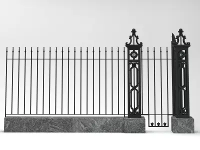 Fence Railing Gate street Park 3D model