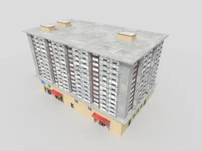 low poly commercial building 2 Low-poly 3D model