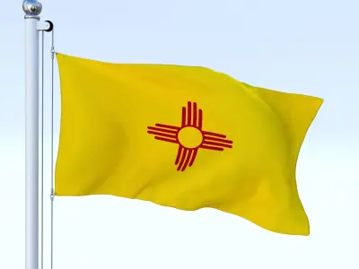 Animated New Mexico Flag Low-poly 3D model