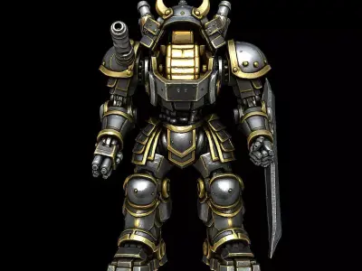 Samurai Mecha Unit Armored Shogun Robot Highpoly Game Sculpt 3D print model