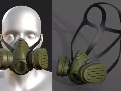 Gas mask millitary fantasy futuristic technology  Low-poly 3D model
