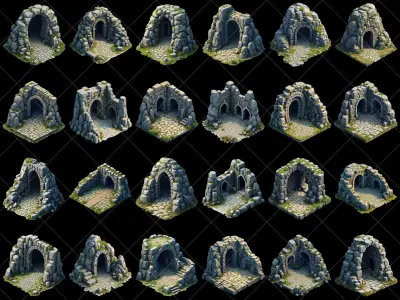 157 Transparent Fantasy Cave Game Assets Texture