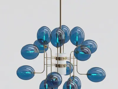 COBALT glass sphere chandelier 3D model
