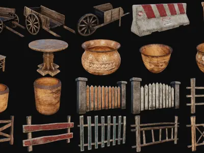 Props Pack - 90 Objects 4K PBR Texture Low-poly 3D model