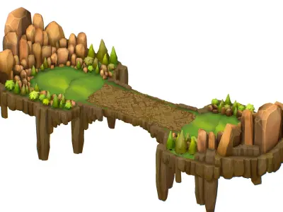 Island and Bridge Area Low-poly 3D model