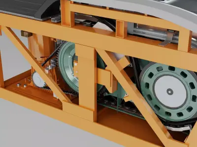 Escalator Internal Mechanism Structure Pack PBR Game Ready Low-poly 3D model